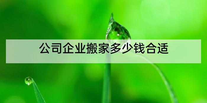 公司企业搬家多少钱合适