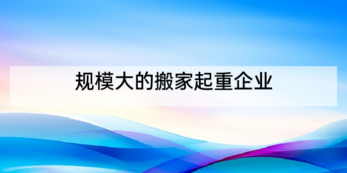 规模大的搬家起重企业