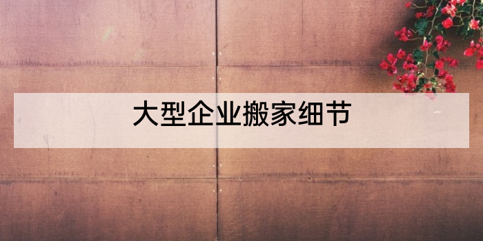大型企业搬家细节