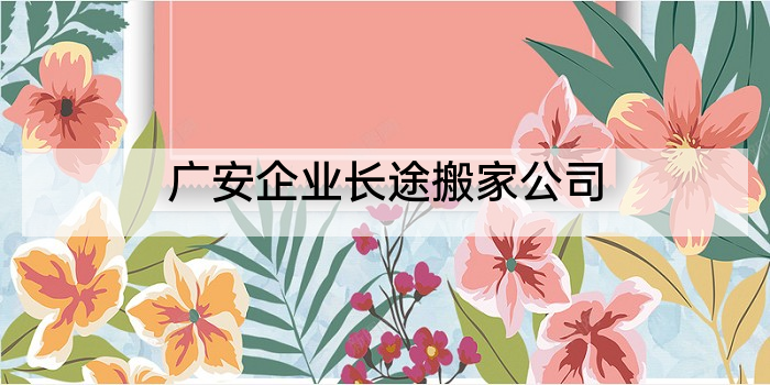 广安企业长途搬家公司