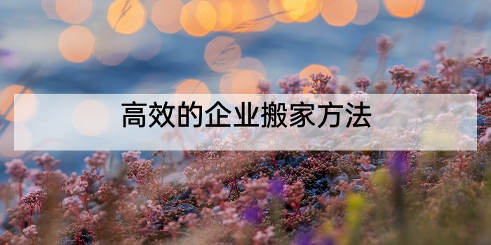 高效的企业搬家方法