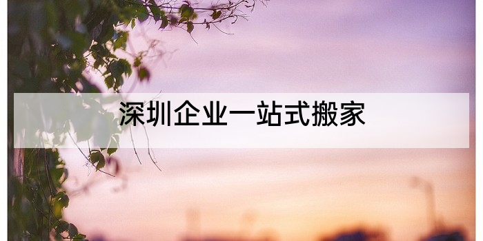 深圳企业一站式搬家