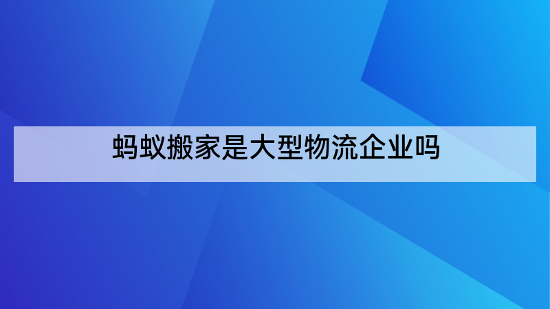 蚂蚁搬家是大型物流企业吗