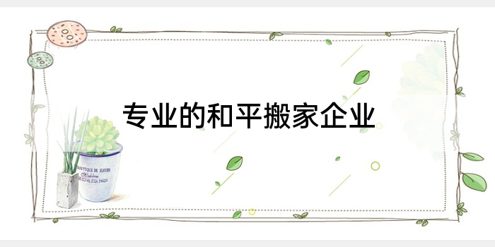 专业的和平搬家企业