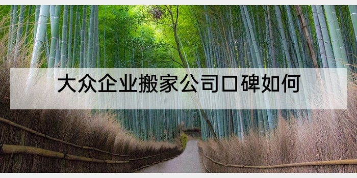 大众企业搬家公司口碑如何