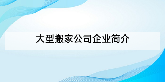 大型搬家公司企业简介