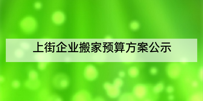 上街企业搬家预算方案公示