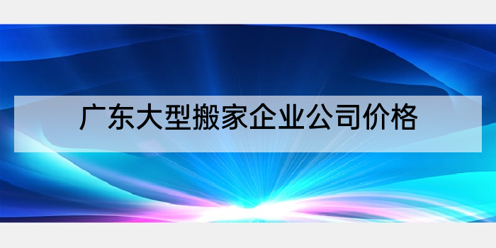 广东大型搬家企业公司价格